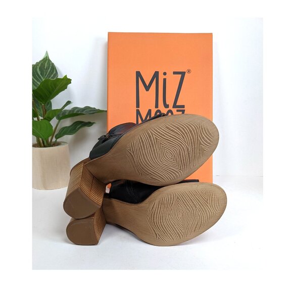 Miz Mooz "Summer" Peep Toe Block Heel Womens Sz 6.5 Leather Sandals Side Zip NWT - Picture 8 of 8